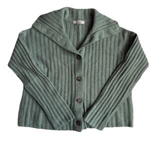 Madewell Oversize-Collar Cardigan Sweater Size XS Wool blend Button Up Green